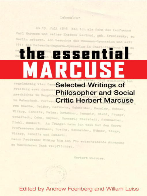 Title details for The Essential Marcuse by Herbert Marcuse - Available